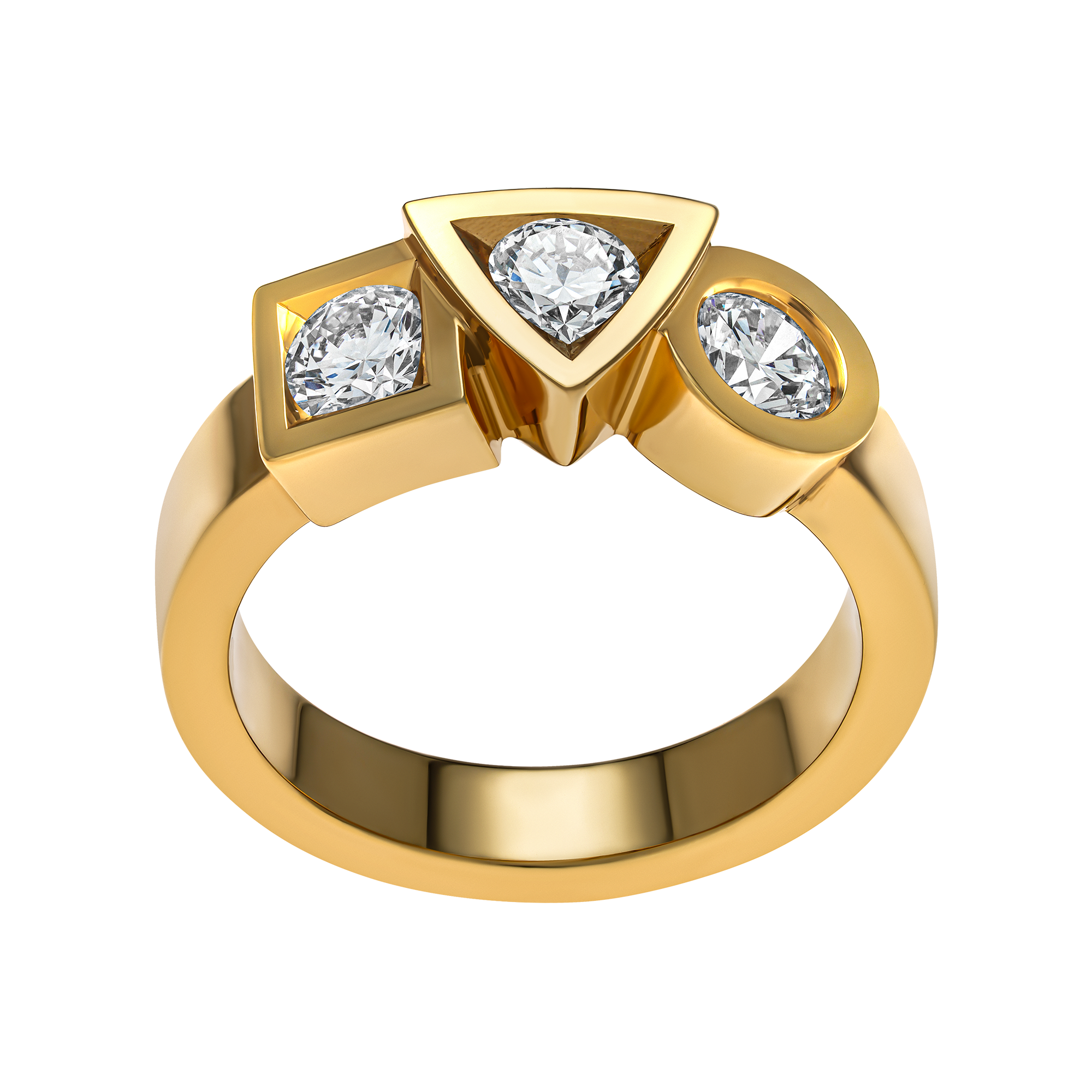 RING ALCHIMIE TRILOGY  0.90 CARAT TOURNAIRE GOLD AND DIAMONDS