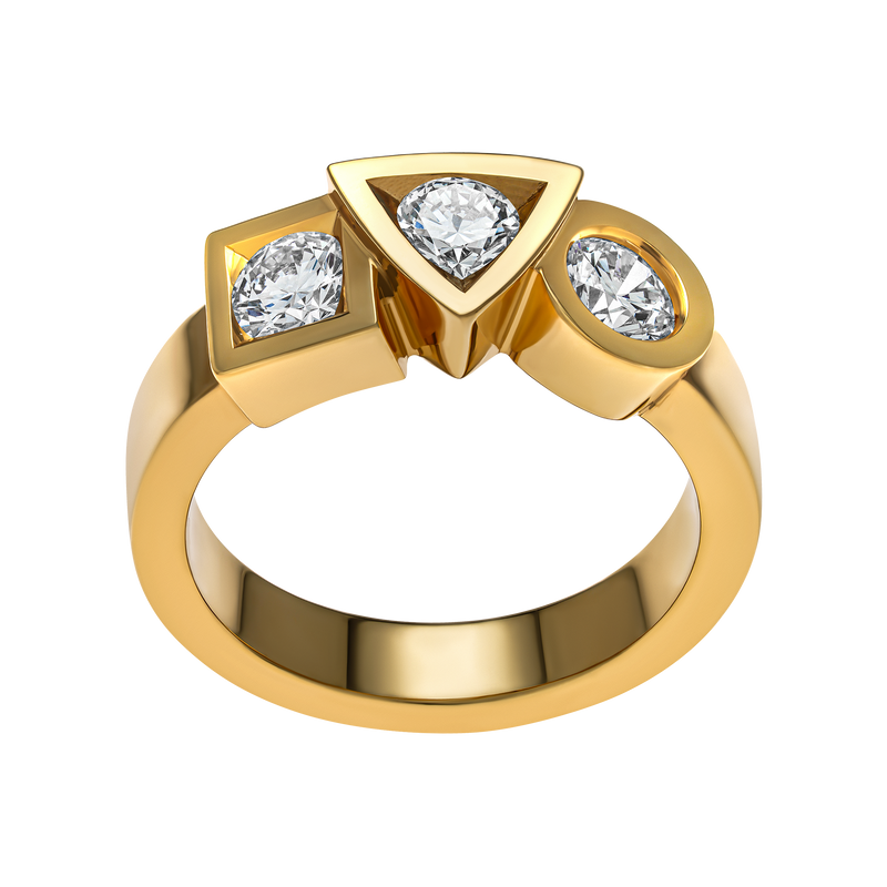 RING ALCHIMIE TRILOGY  0.90 CARAT TOURNAIRE GOLD AND DIAMONDS