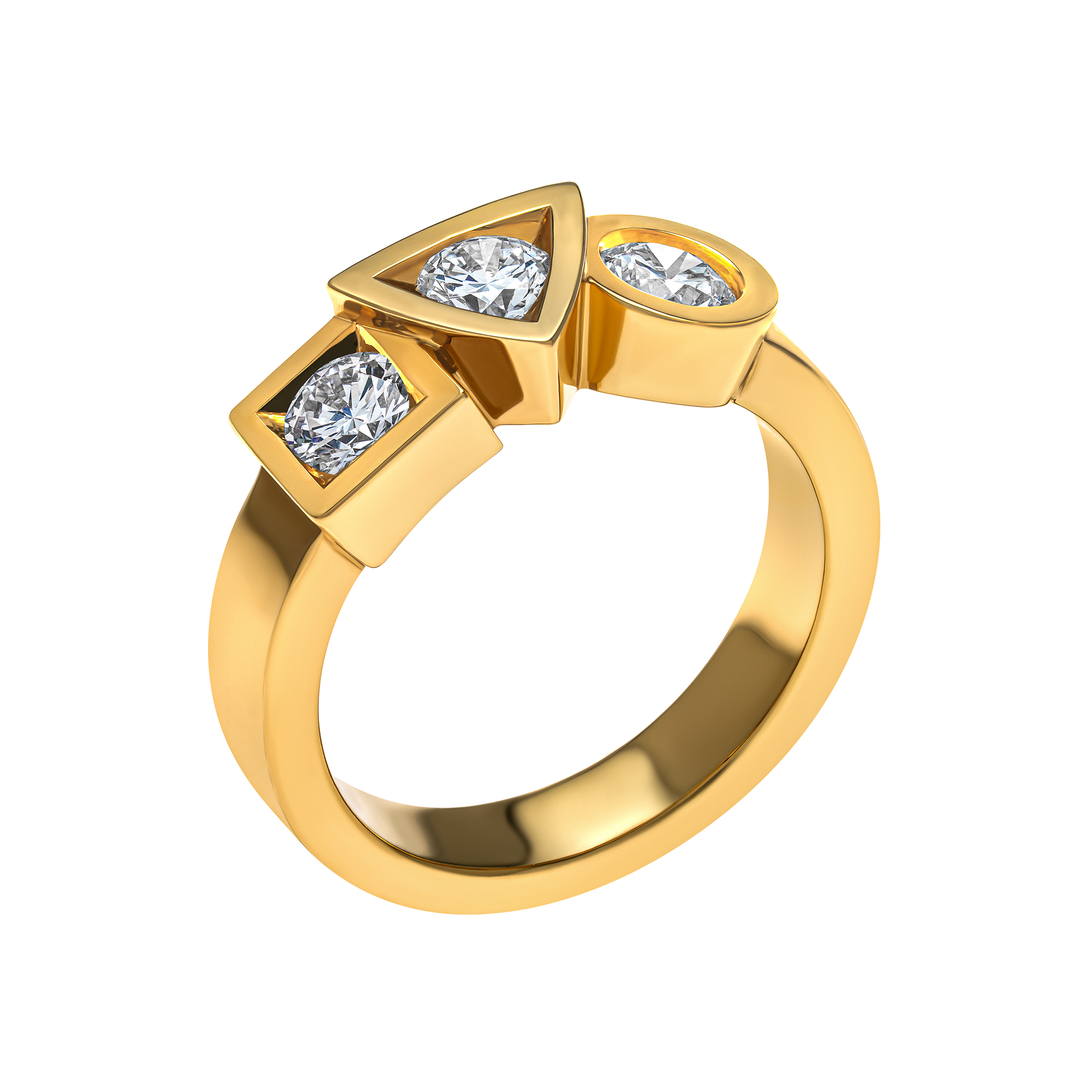 RING ALCHIMIE TRILOGY  0.90 CARAT TOURNAIRE GOLD AND DIAMONDS