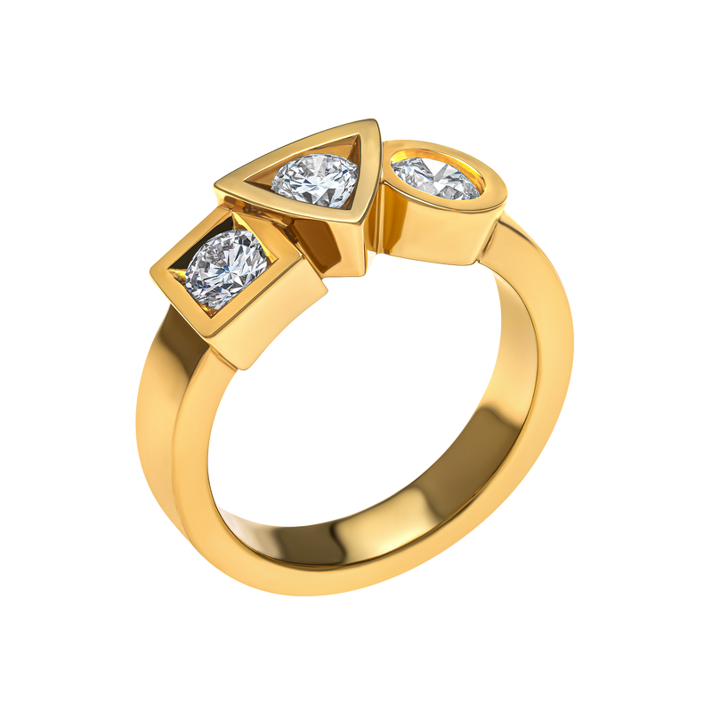 RING ALCHIMIE TRILOGY  0.90 CARAT TOURNAIRE GOLD AND DIAMONDS