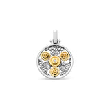 Pendant Engrenages round  in white and yellow gold