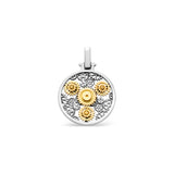Pendant Engrenages round  in white and yellow gold