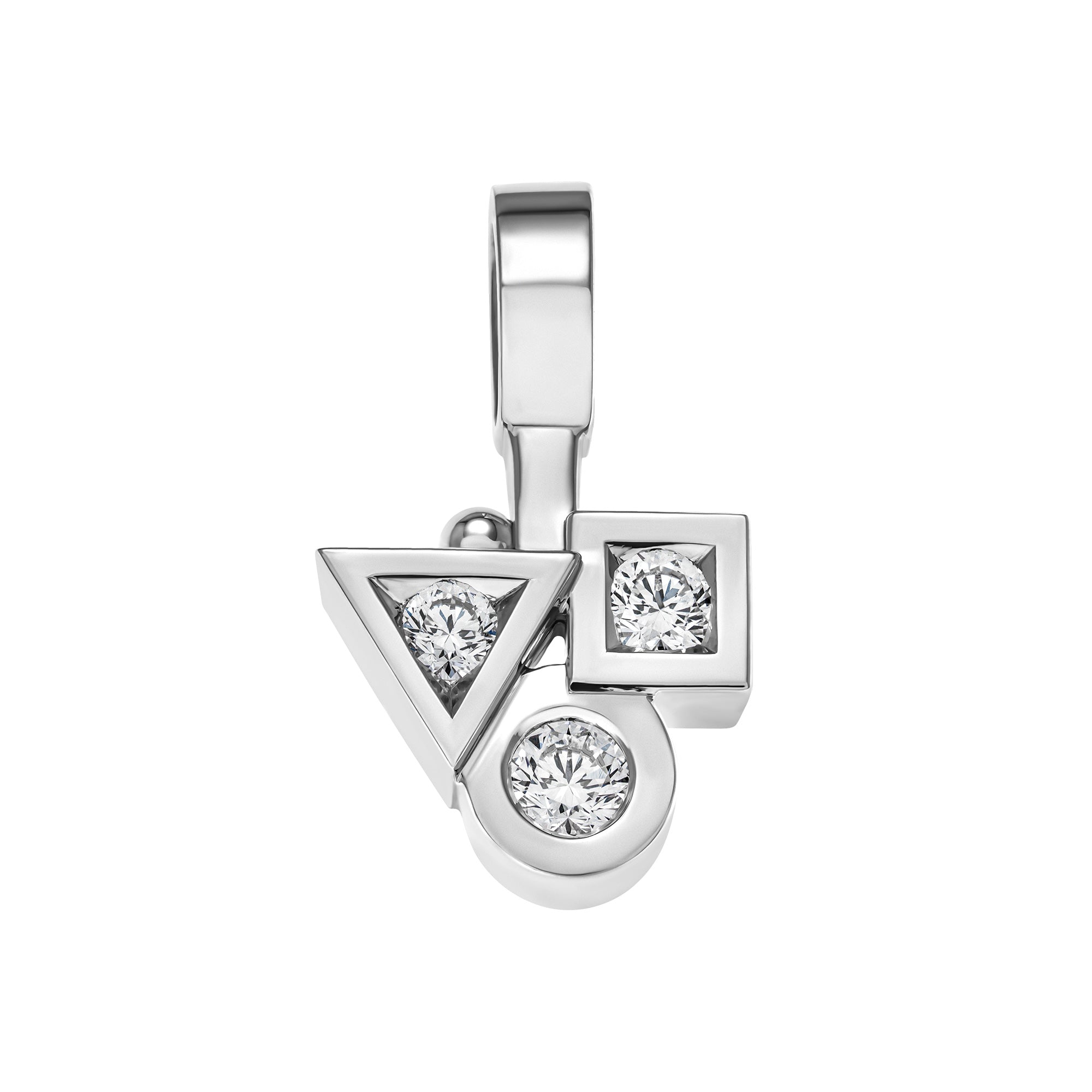 Pendant trilogy Cubism diamonds in gold Tournaire