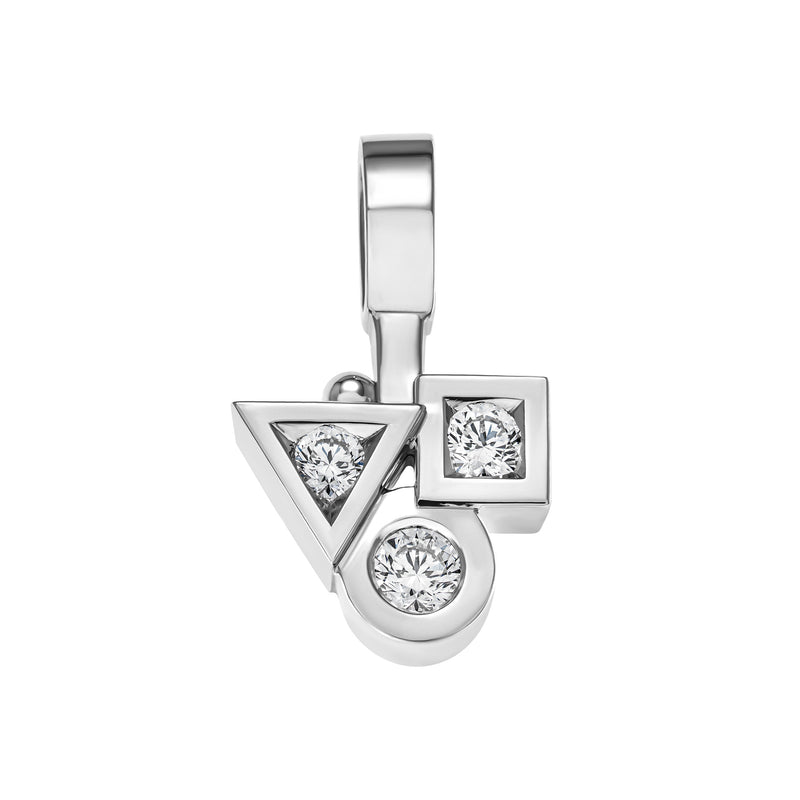 Pendant trilogy Cubism diamonds in gold Tournaire