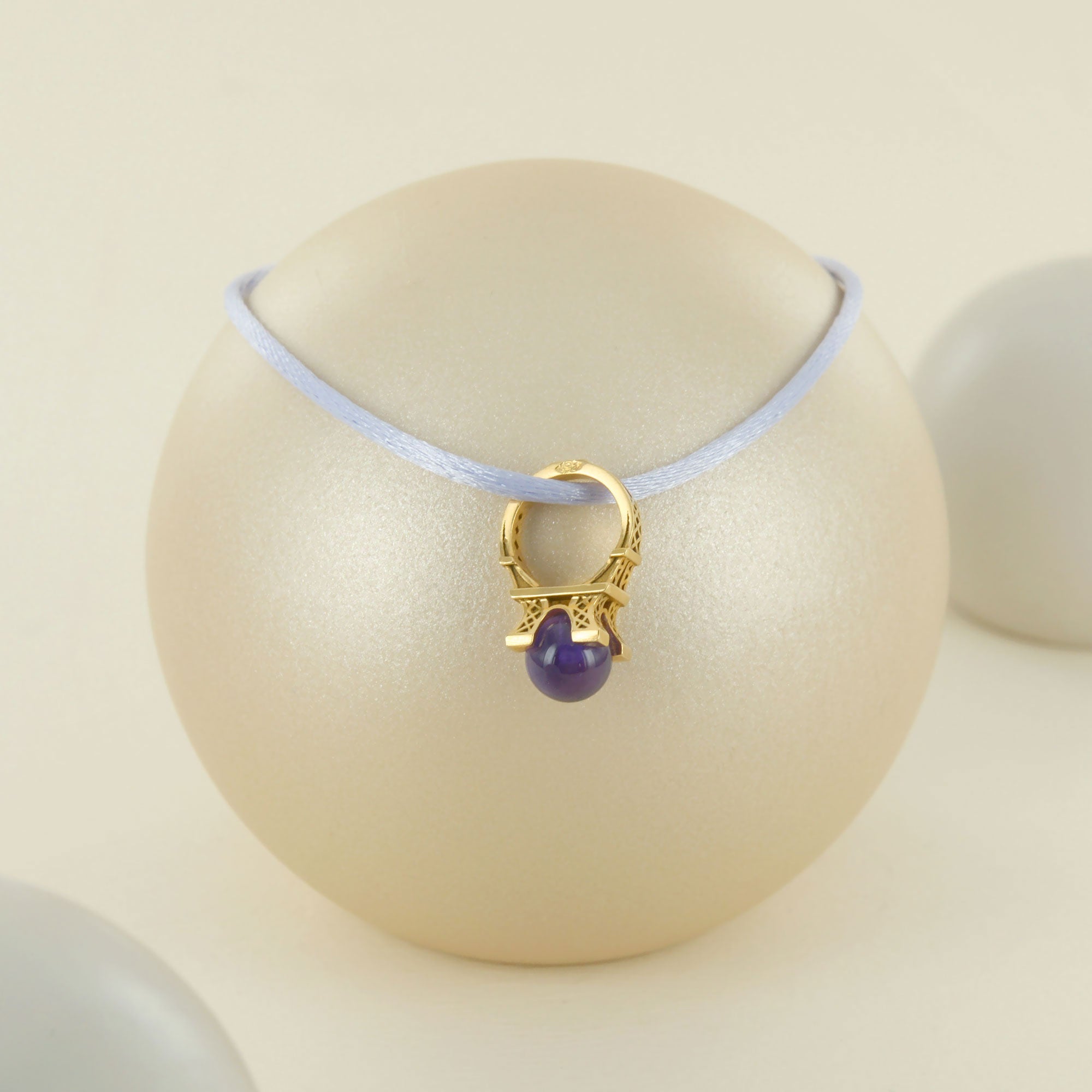 Pendentif French Kiss en or jaune et améthyste