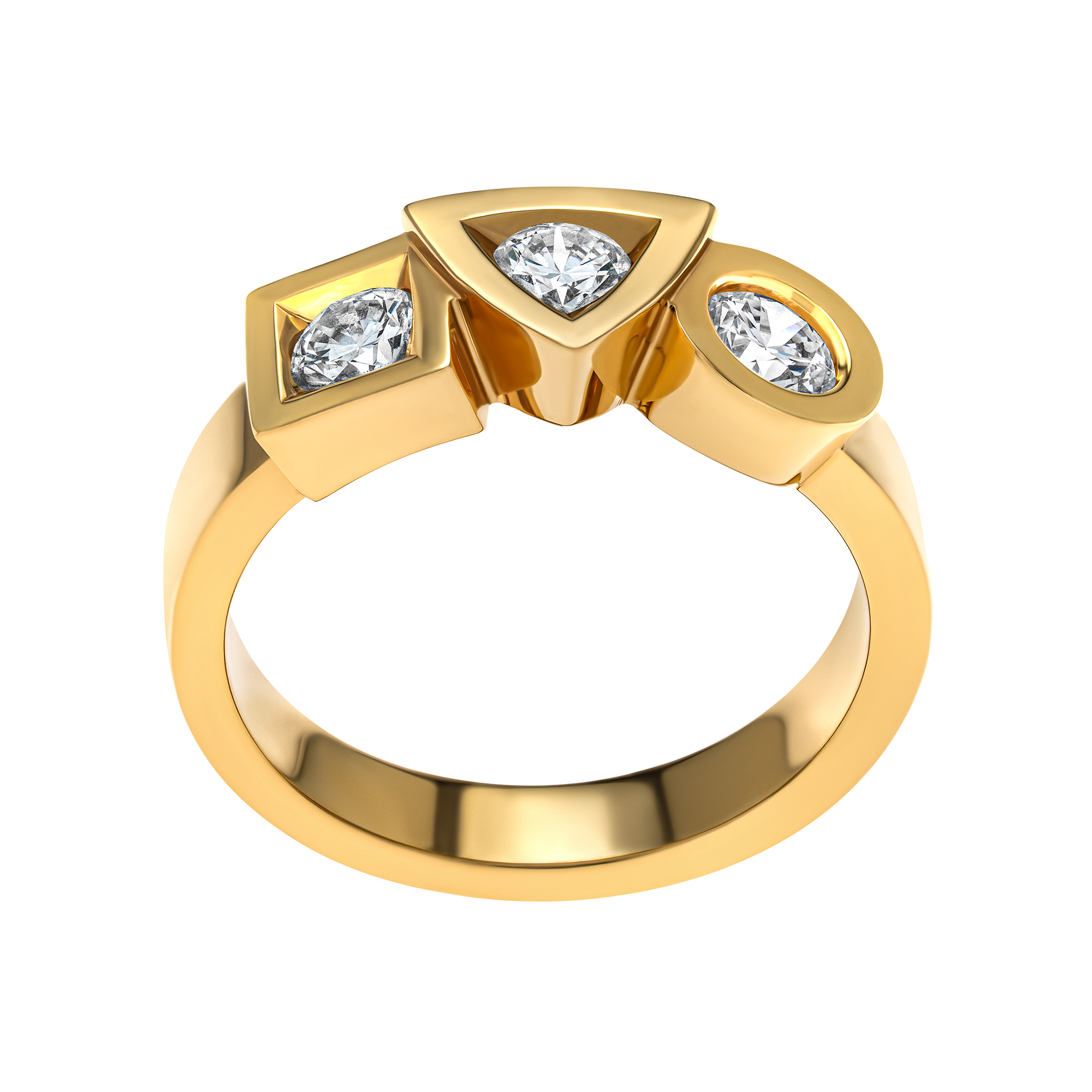 Ring Alchimie trilogy  0.70 carat Tournaire gold and diamonds