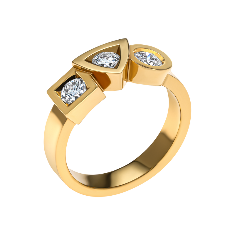 Bague Alchimie Trilogie 0,70 carat Tournaire or et diamants