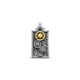 Engrenages Rectangle pendant in silver and yellow gold