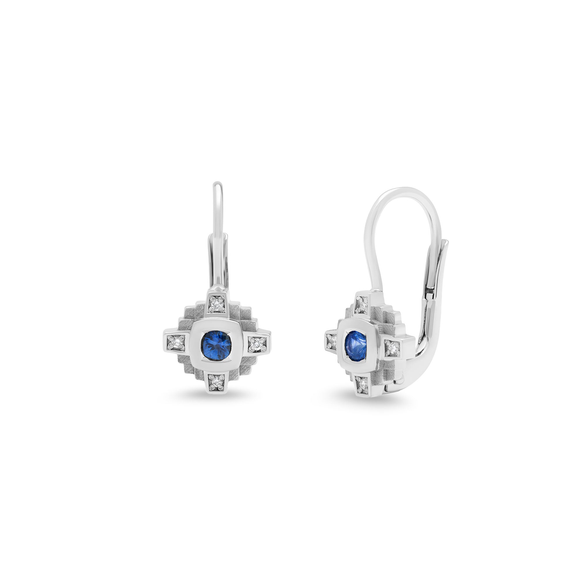 Boucles d'oreilles en or saphir bleu et diamants Esther