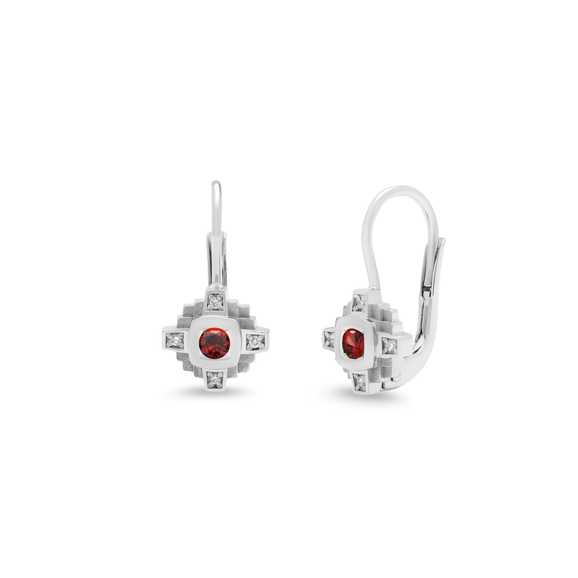Boucles d'oreilles en or saphir rouge et diamants Esther