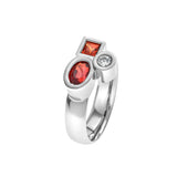 Bague Marélie small rouge-orangé en or, diamant et saphirs