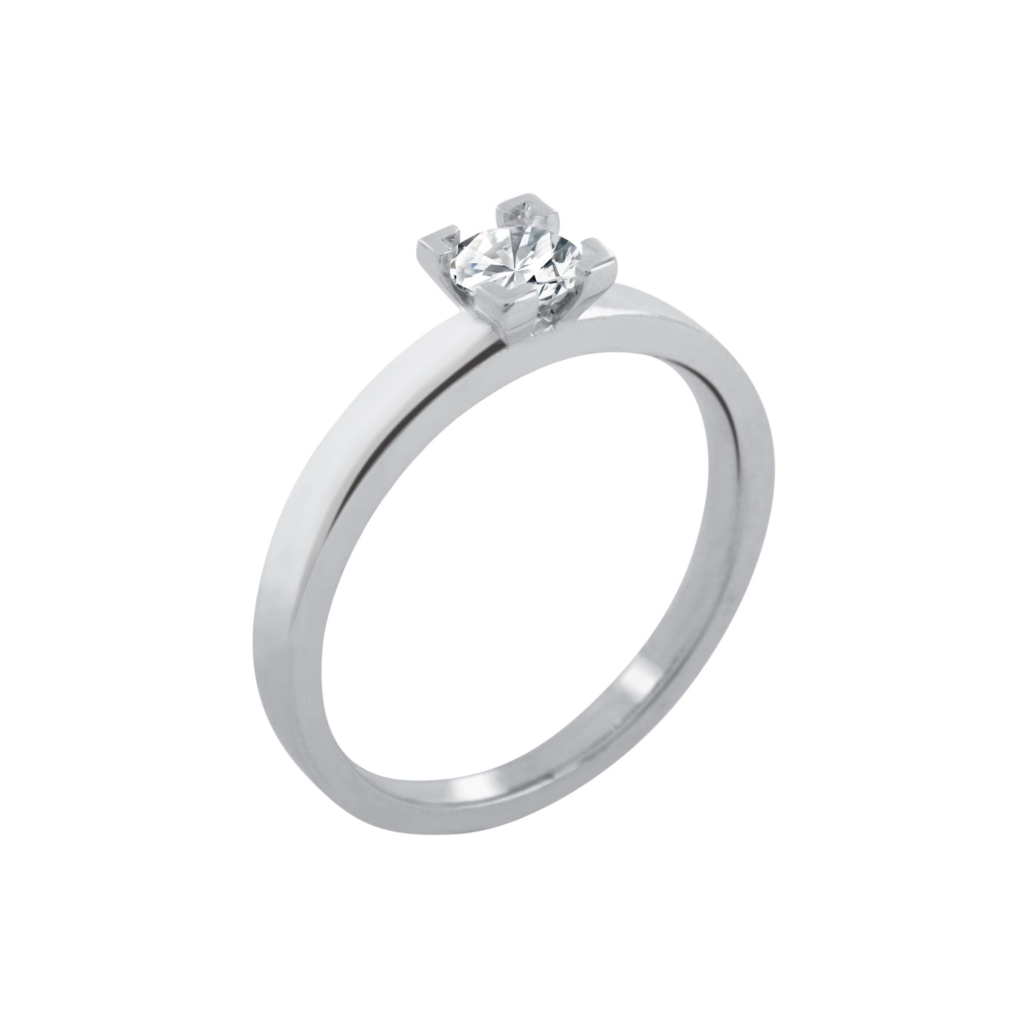 Solitaire ring Tournaire 4 claws diamond and gold