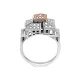 Bague Architecture cité carrée en or et diamants