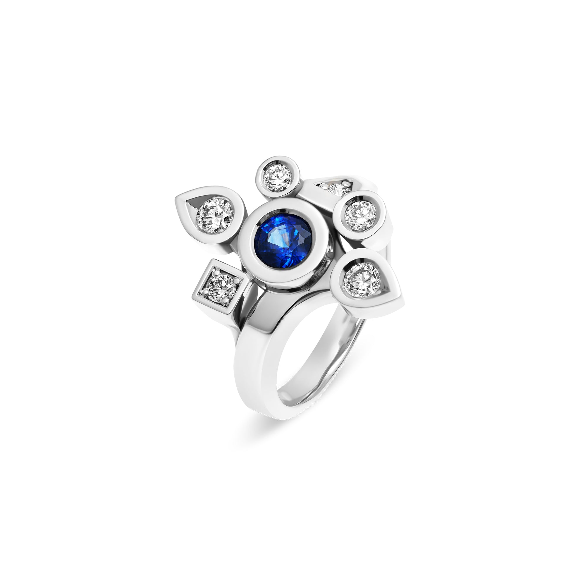 Bague Daisy large saphir et diamants