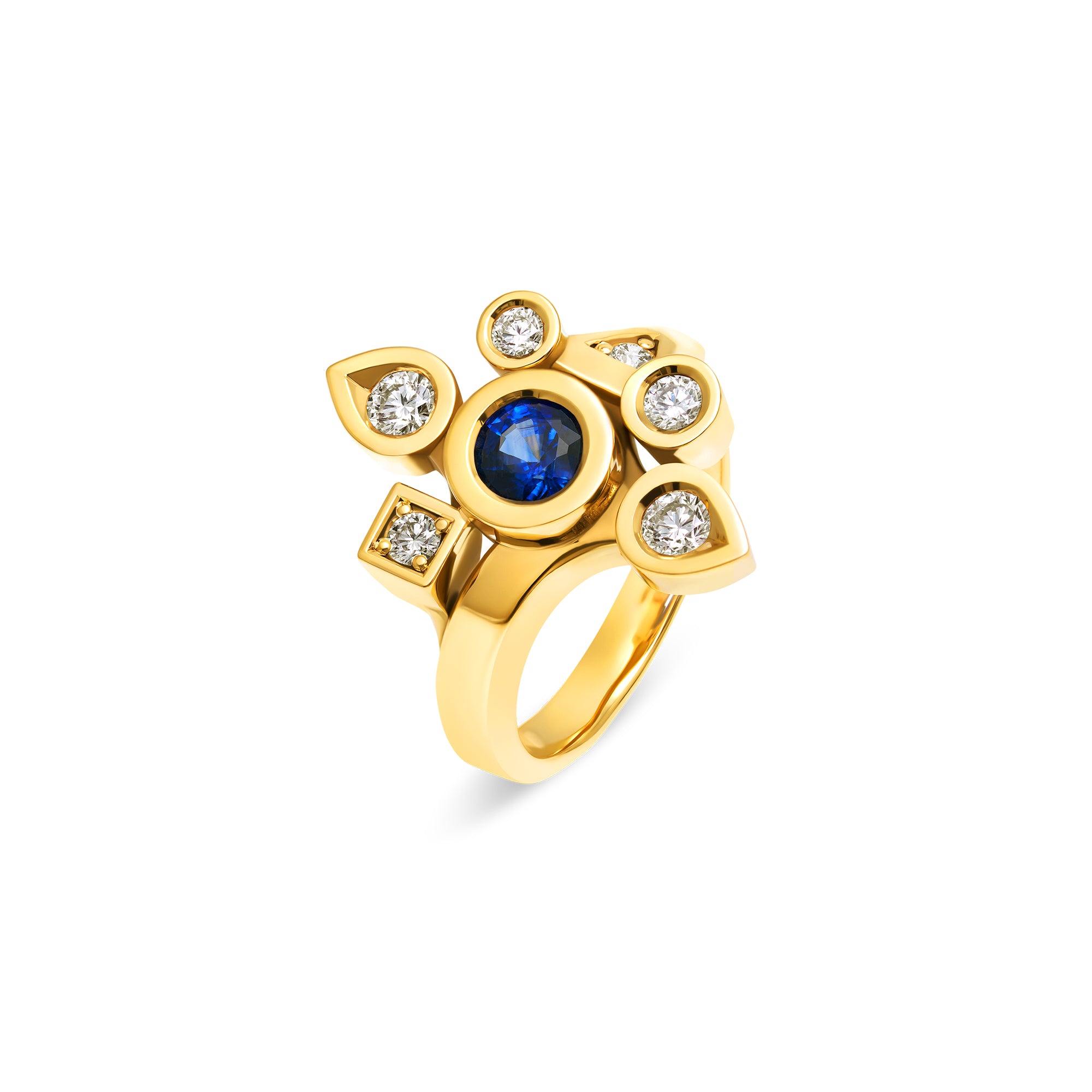 Bague Daisy large saphir et diamants