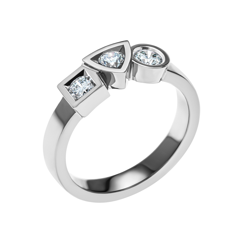 Ring Alchimie trilogy  0.50 carat Tournaire gold and diamonds