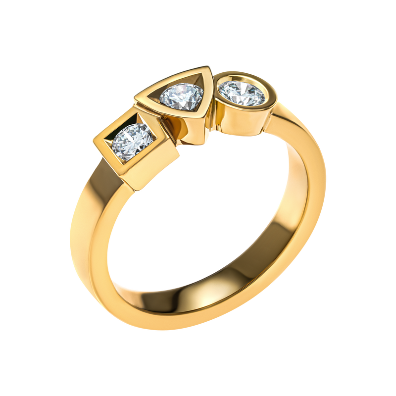 Ring Alchimie trilogy  0.50 carat Tournaire gold and diamonds