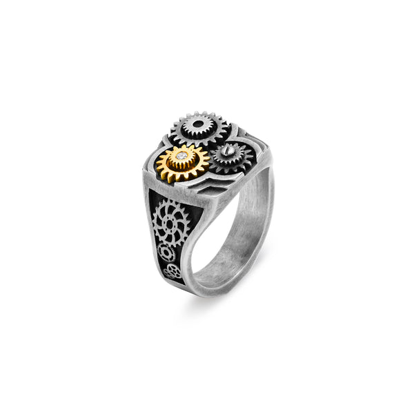 signet Engrenages in Silver