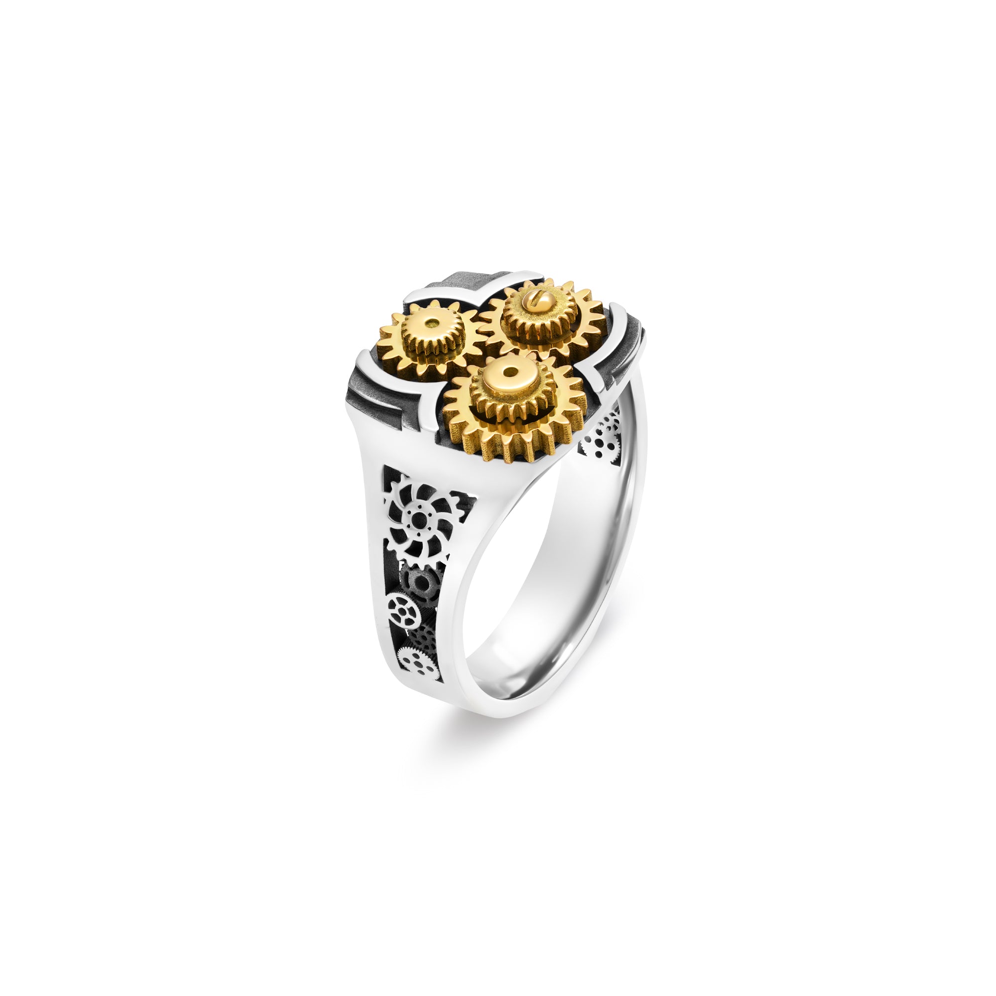 signet Engrenages in white and yellow gold