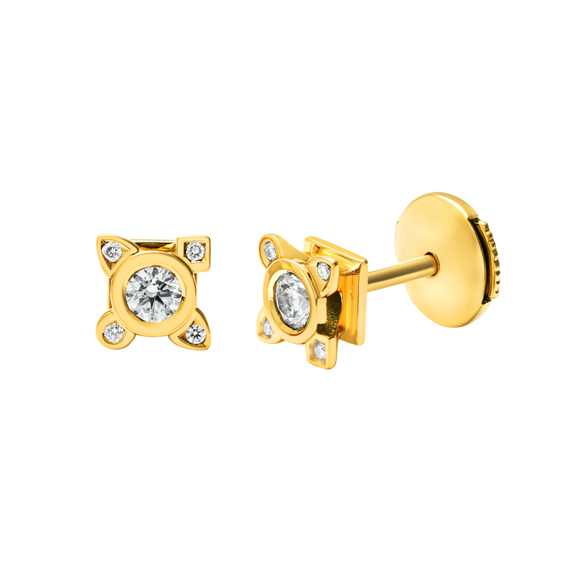 My Little White Stone gold and diamond earrings