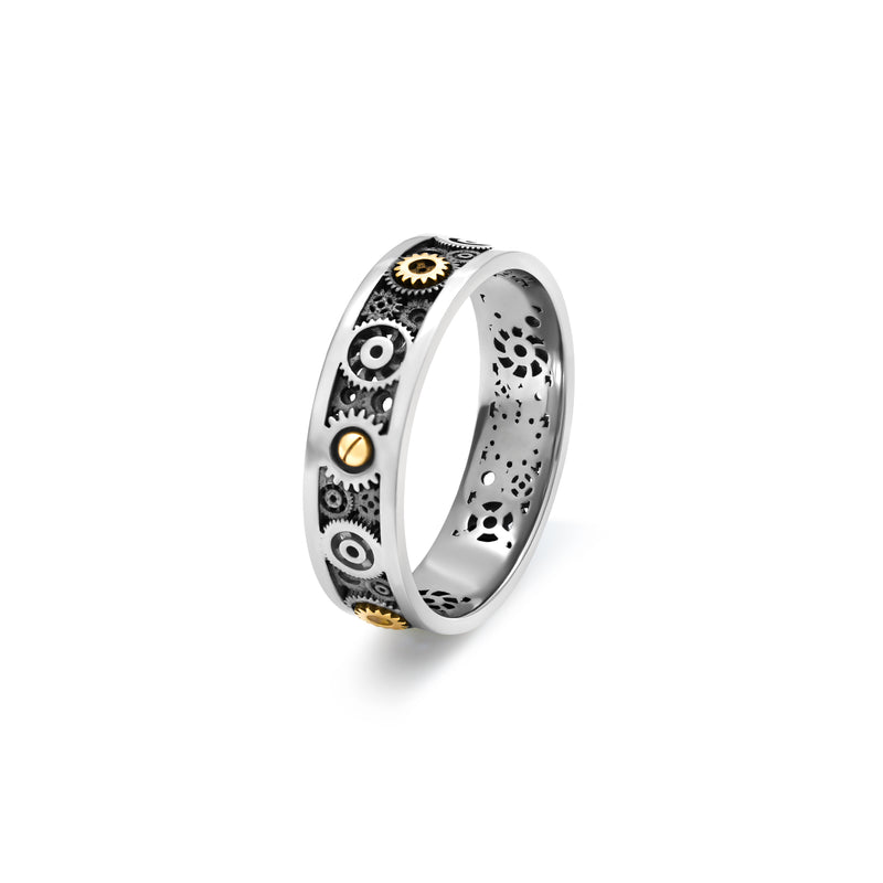 Bague anneau Engrenages en or