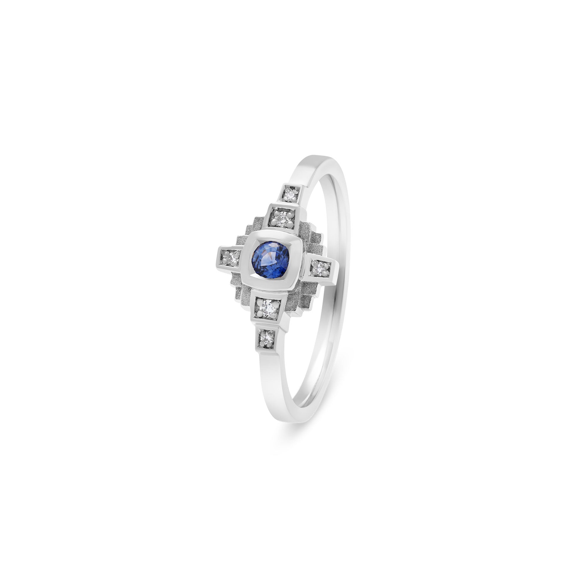 Bague Esther Saphir bleu 3 mm et diamants