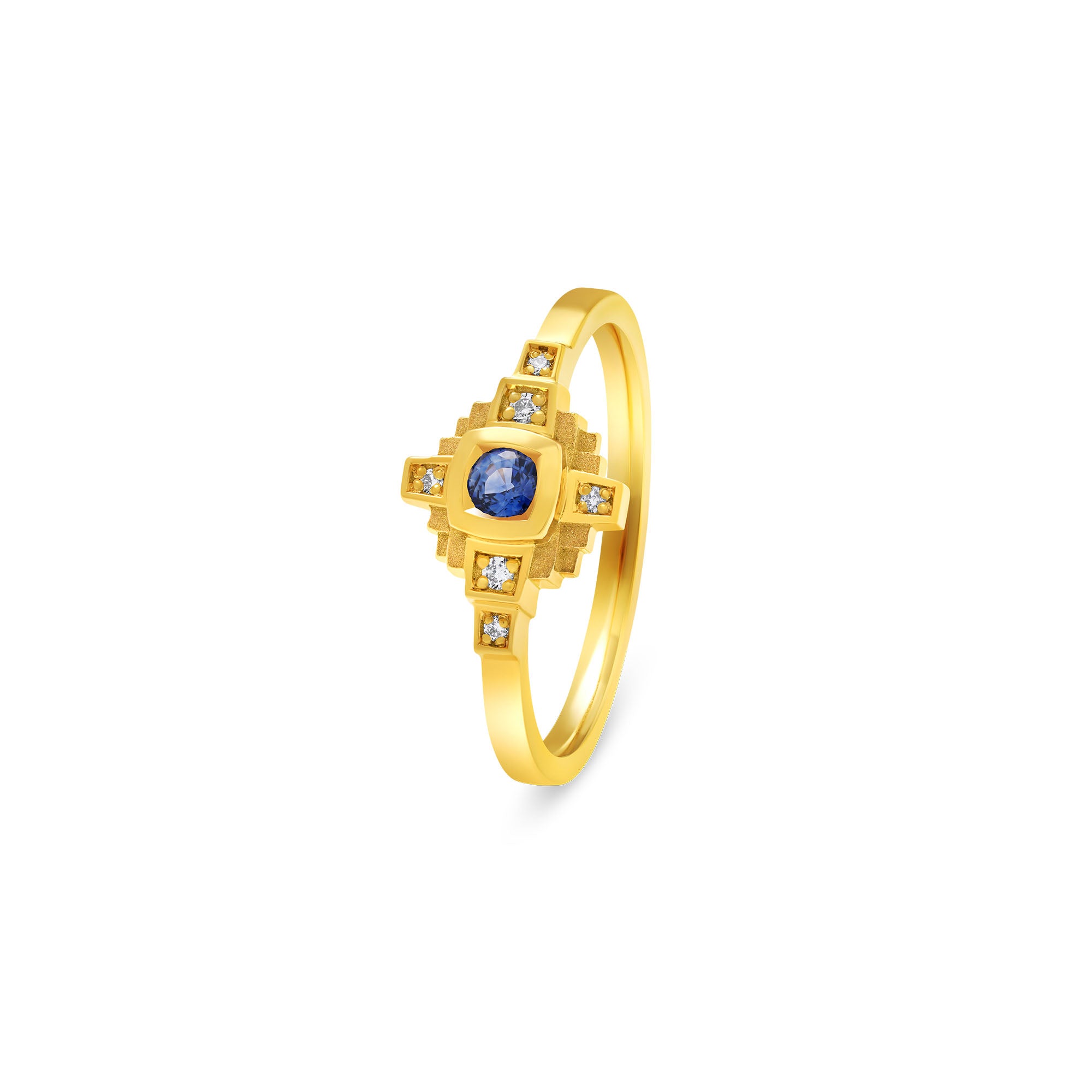Esther ring 3 mm blue sapphire and diamonds