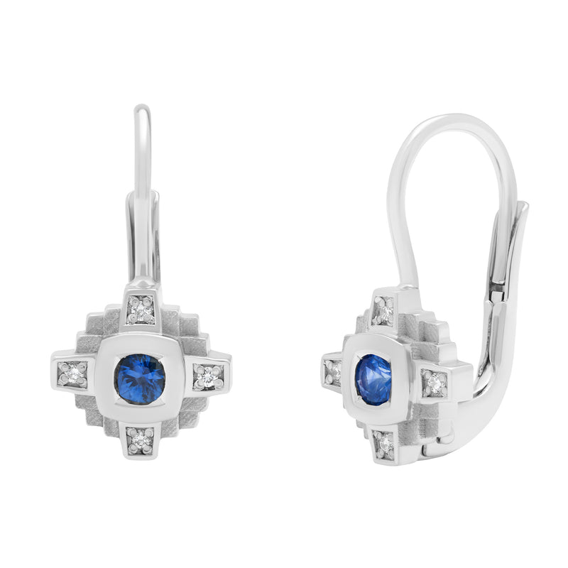 Boucles d'oreilles en or saphir bleu et diamants Esther