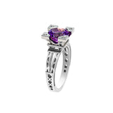 FRENCH KISS RING IN 8 MM GOLD AND AMETHYST WITH DIAMONDS