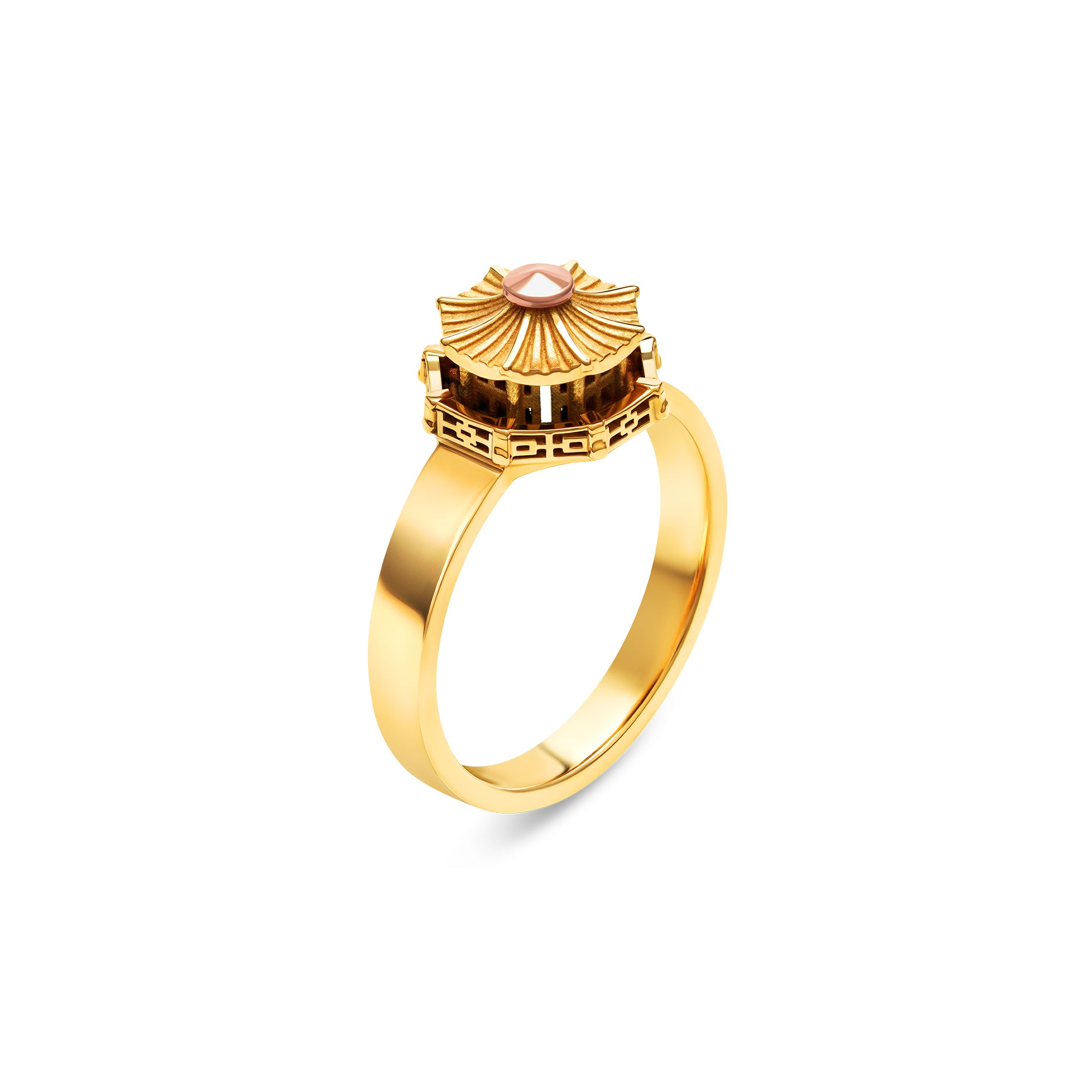 architecture Chinese Pagoda Baby ring in gold