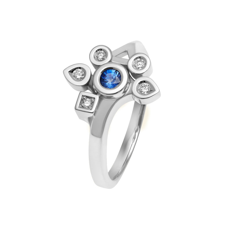 Daisy small sapphire and diamonds ring