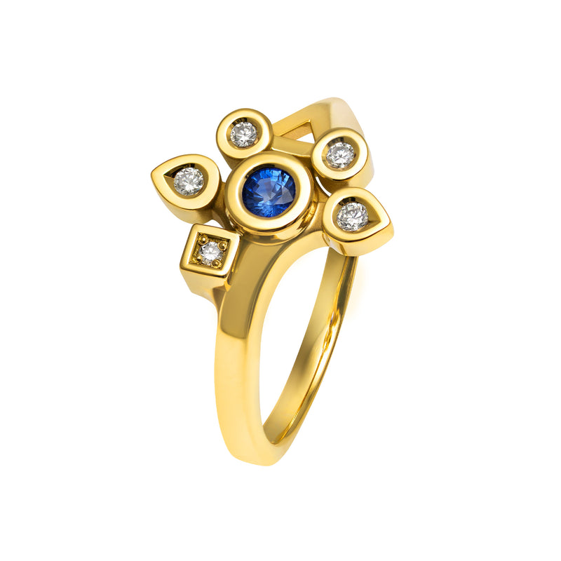 Daisy small sapphire and diamonds ring