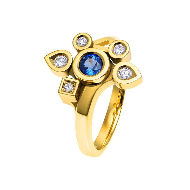 Daisy medium sapphire and diamonds ring