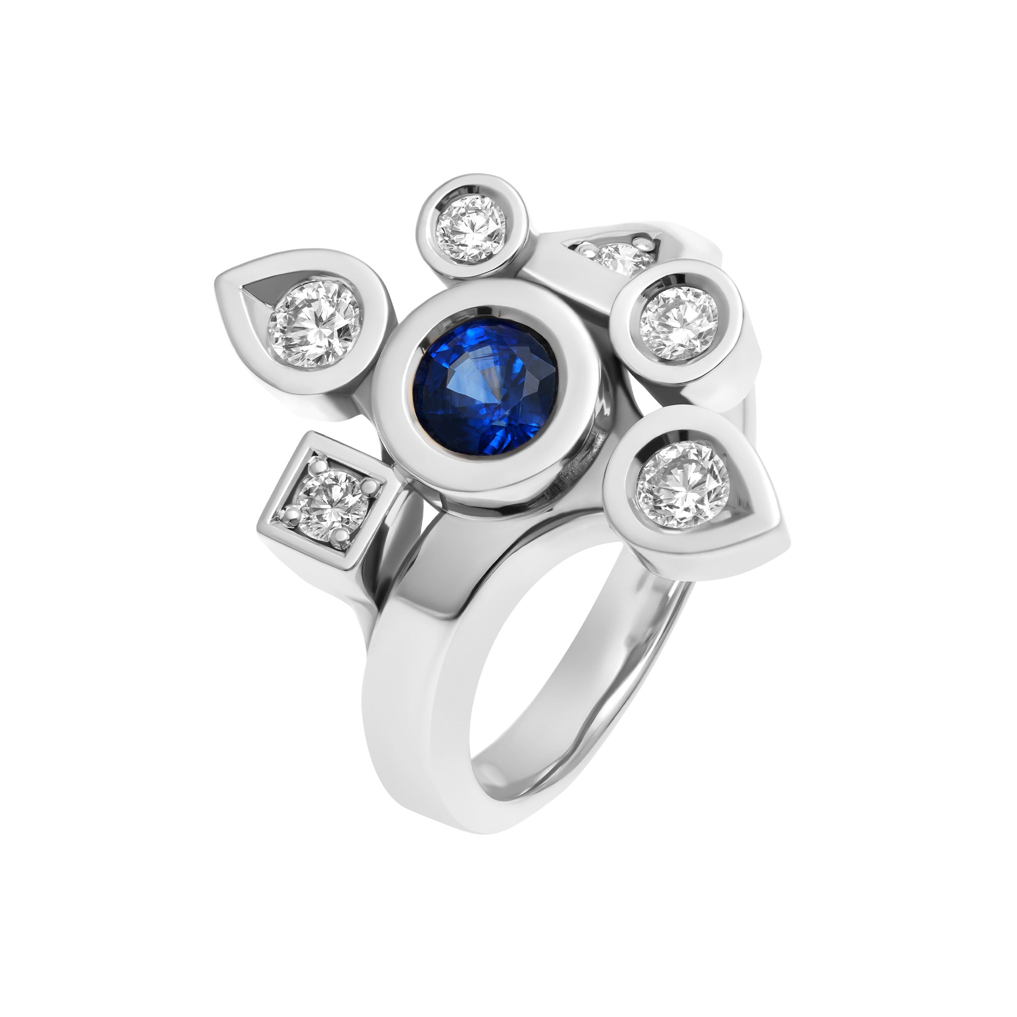 Bague Daisy large saphir et diamants