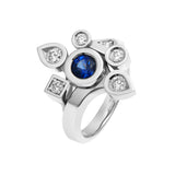 Daisy large sapphire and diamonds ring