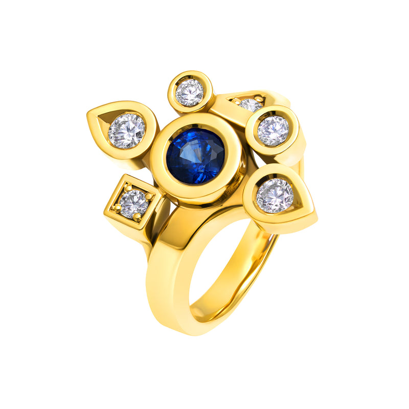 Daisy large sapphire and diamonds ring
