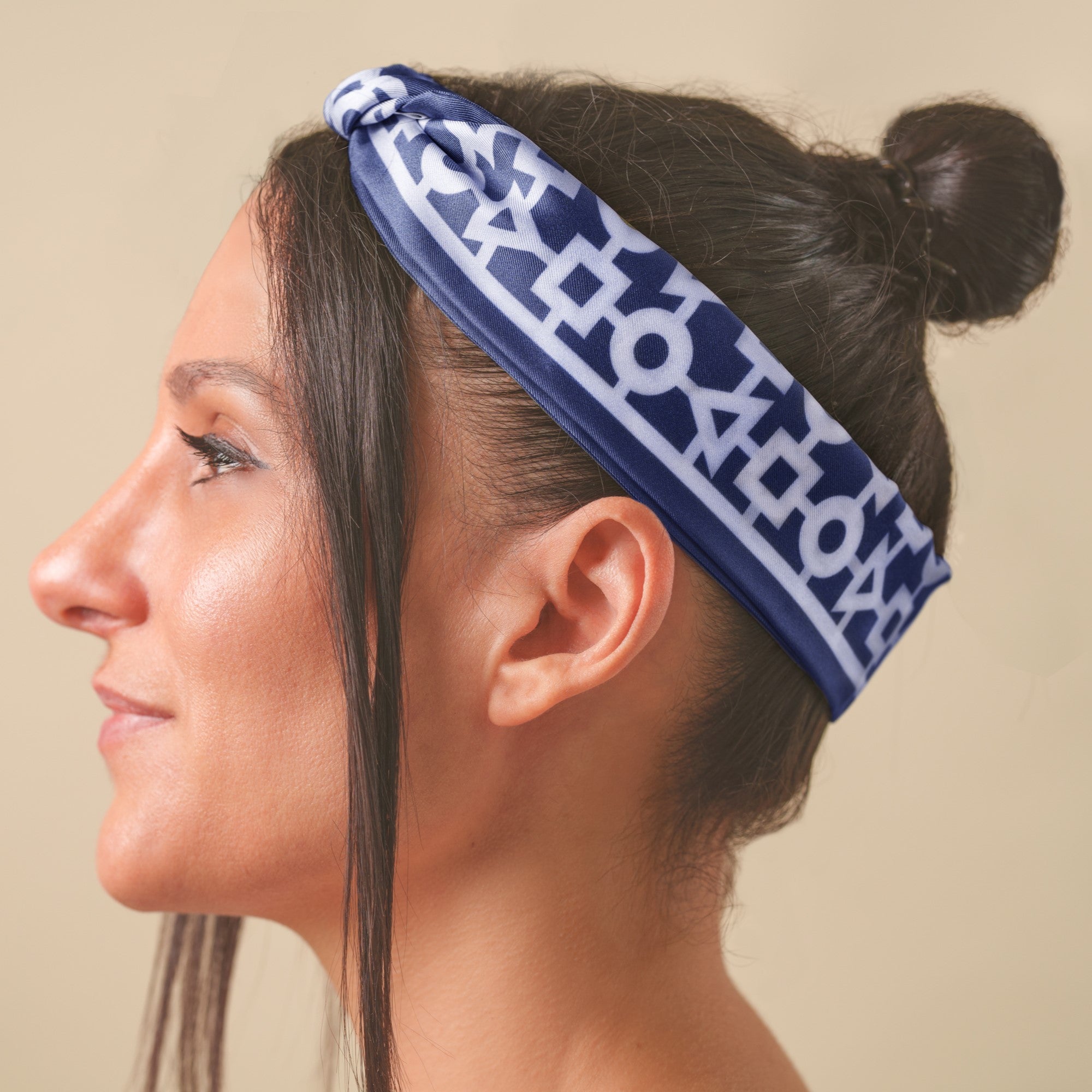 Bandeau alchimie bleu en soie