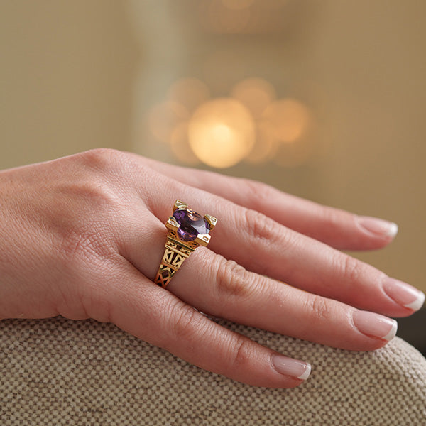 Bague Solitaire French Kiss XL en or avec Améthyste