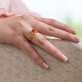 FRENCH KISS RING IN GOLD WITH 8 MM ORANGE CITRINE AND DIAMONDS