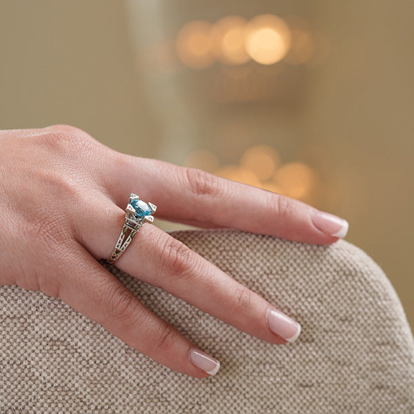 BAGUE FRENCH KISS EN OR ET TOPAZE 8 MM ET DIAMANTS
