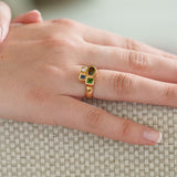 Marélie small green gold, diamond, sapphire and tsavorite ring