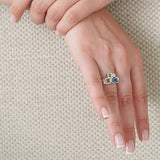 Bague Marélie médium bleue en or, diamant et saphirs