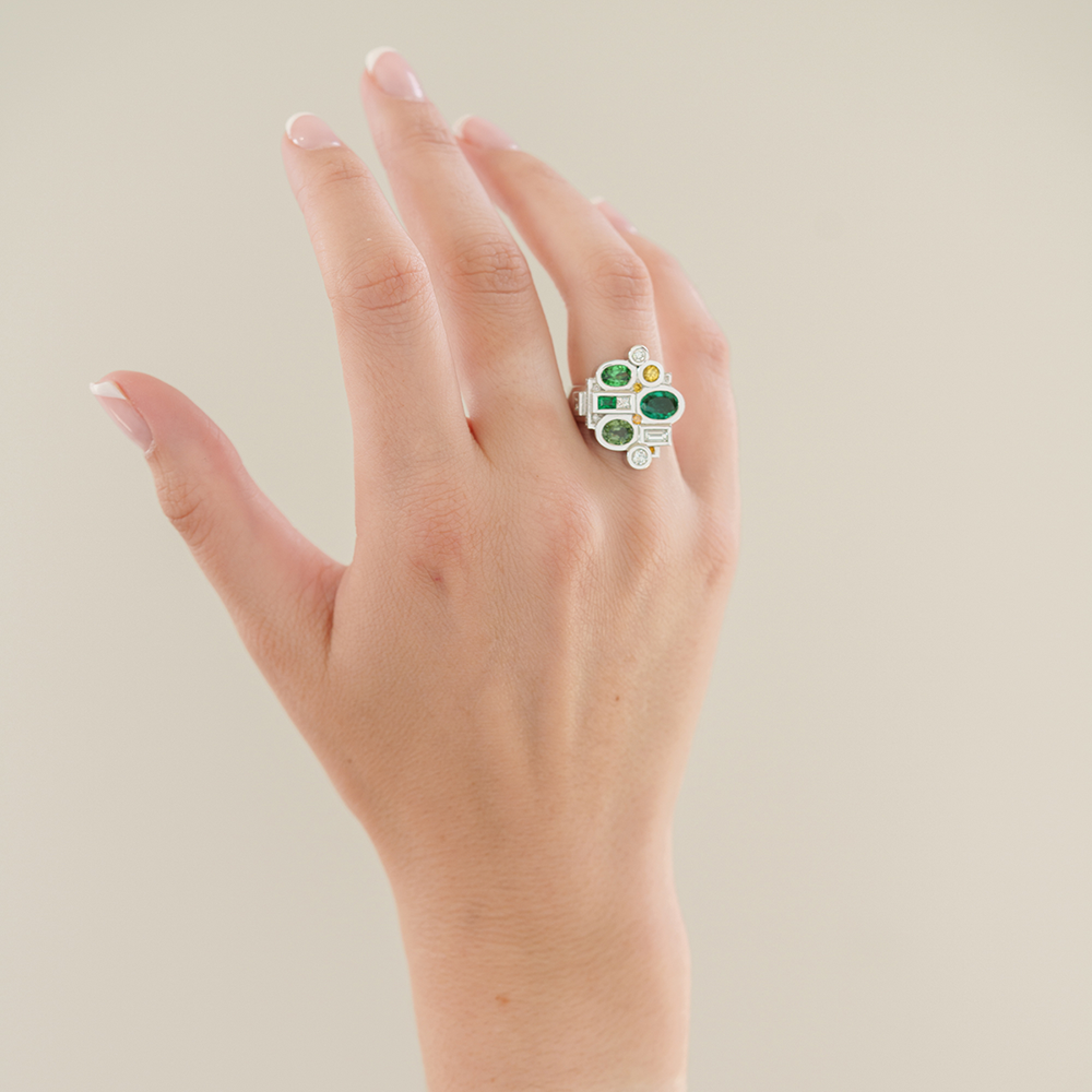 Bague Marélie Carambole verte en or
