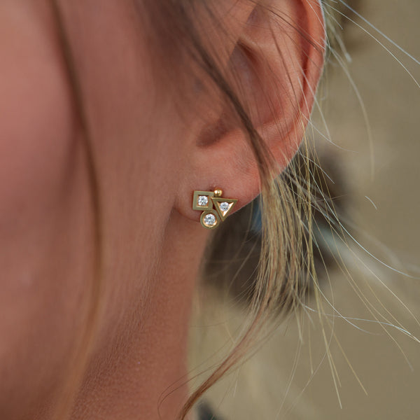 Cubisme Trilogy diamond earrings in gold