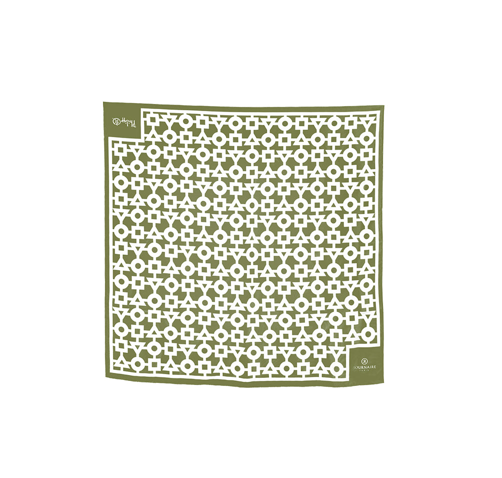 Carré alchimie kaki 45cm en soie