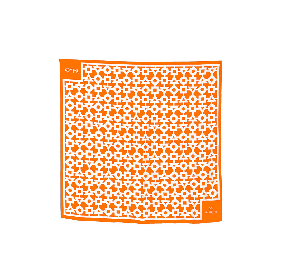Carré alchimie orange 45cm en soie