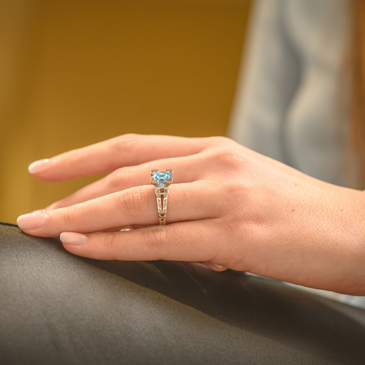 Bague En Topaze Cz Pavée Plaqué Or 18K Laminé - Taille 56, Bleu, Idée Cadeau Femme