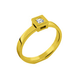 Solitaire Cube diamond ring in gold