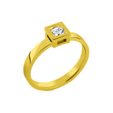 Solitaire Cube diamond ring in gold