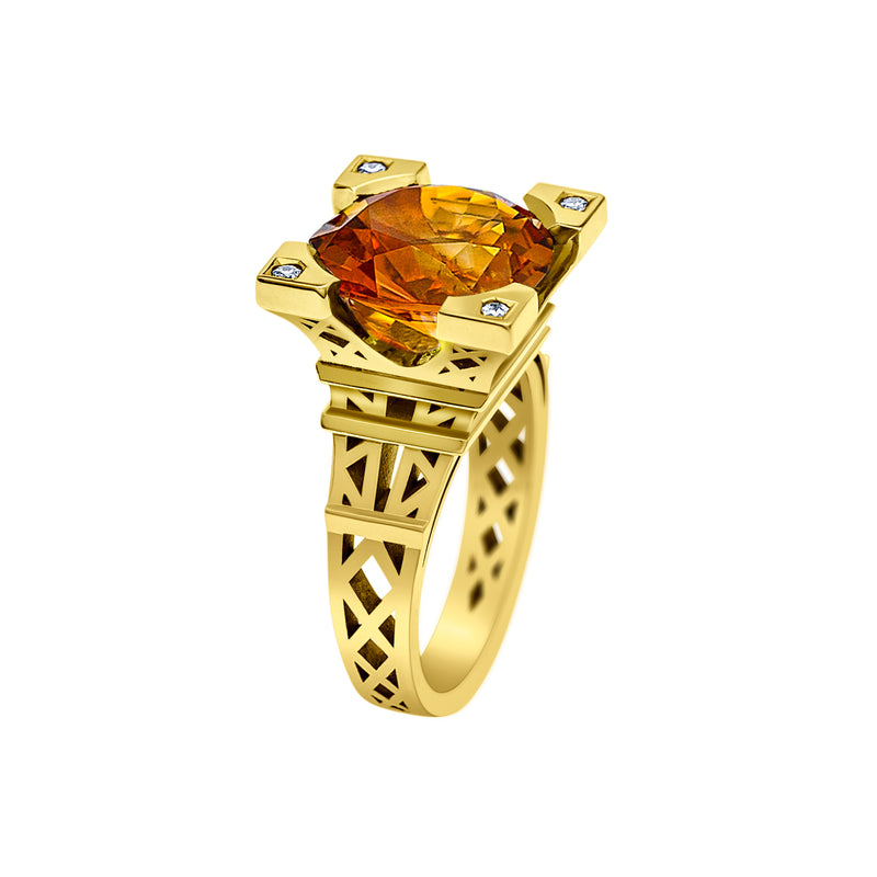 Bague Solitaire French Kiss XL en or avec Citrine